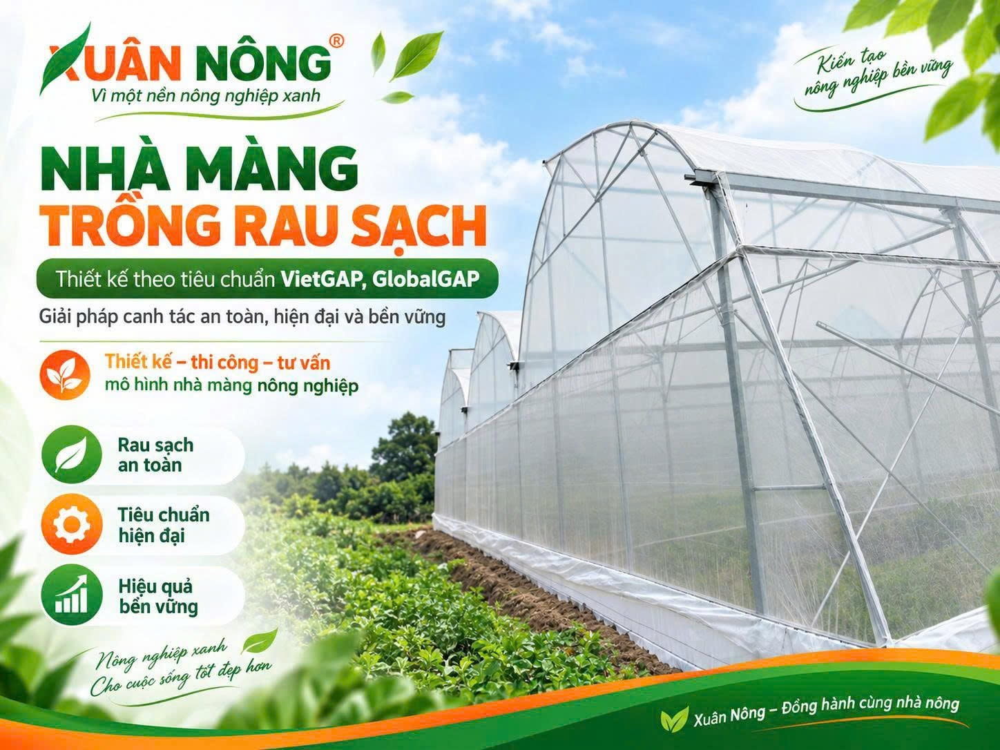 Mô hình nhà màng trồng rau sạch Xuân Nông